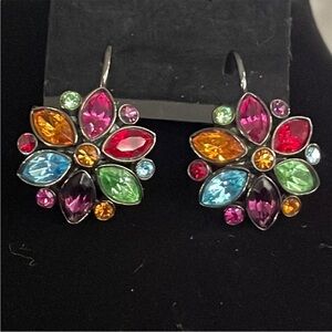 Vintage Joan rivers Colorful Gemstone Flower Earrings